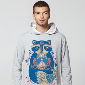 Men’s Sweatshirt Hoodie “Cornflower Raccoon”