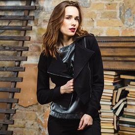 black cotton biker jacket