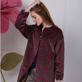houndstooth-patterned coat