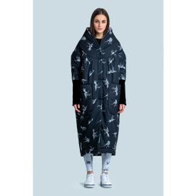 PUFFER COAT WITH KNITTED SLEEVE