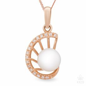 Pendant with pearl and diamonds / KUZ